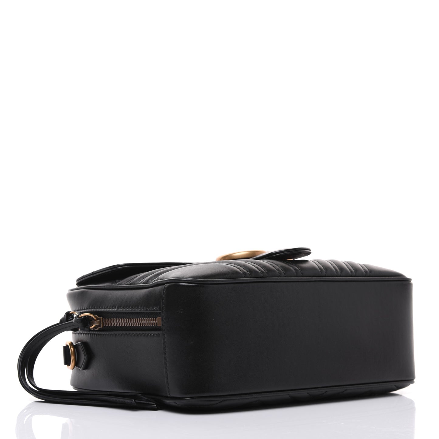Calfskin Matelasse Sylvie Web Small GG Marmont Top Handle Shoulder Bag Black