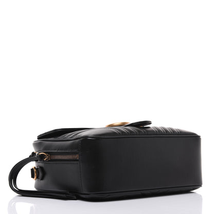 Gucci Calfskin Matelasse Sylvie Web Small GG Marmont Top Handle Shoulder Bag Black 4 of 23