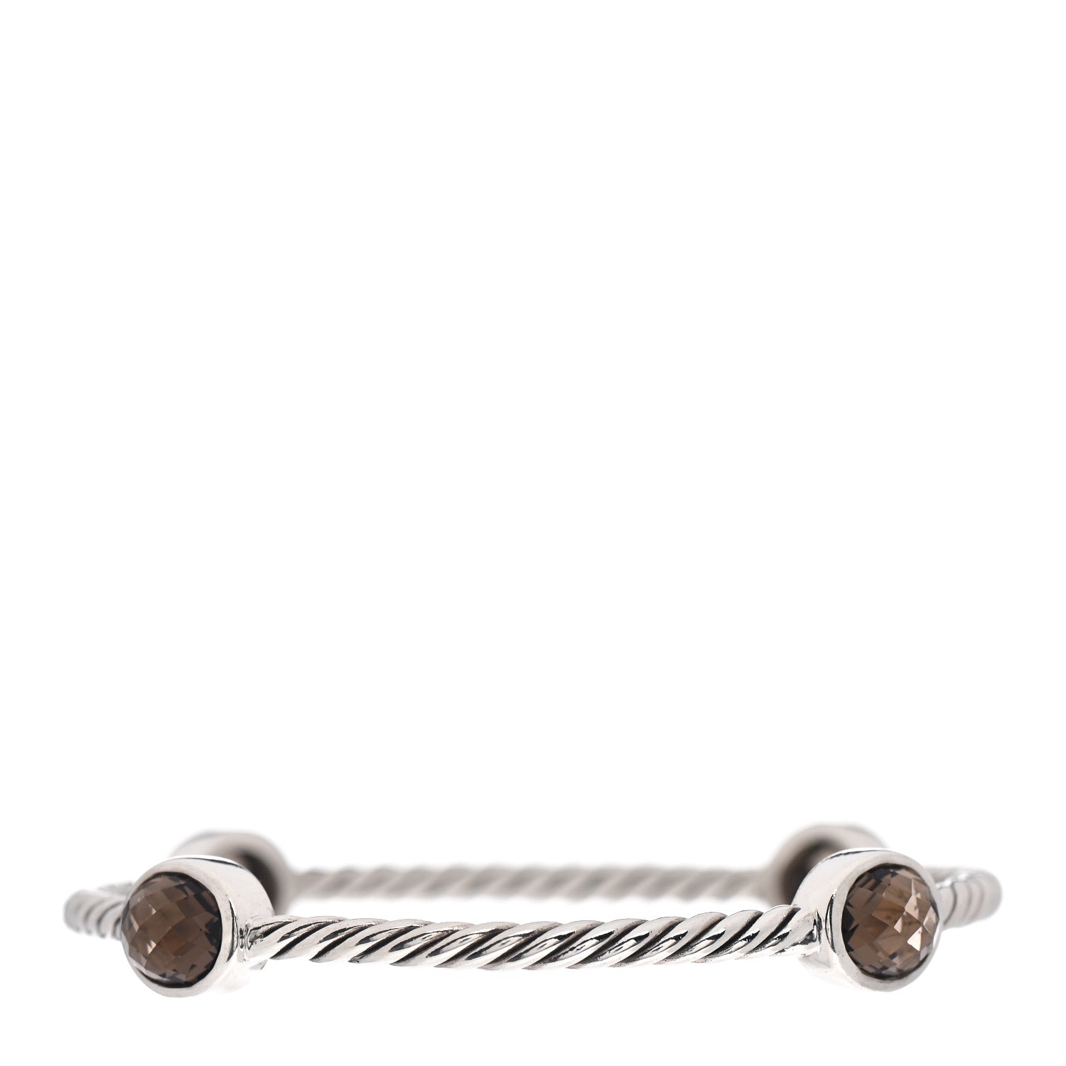 David Yurman Sterling Silver Smoky Quartz 3mm Color Classics Four Station Bangle Bracelet 2 of 4