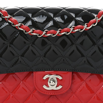 Chanel Patent Calfskin Quilted Bi-Color Medium Double Flap Black Red 8 of 10