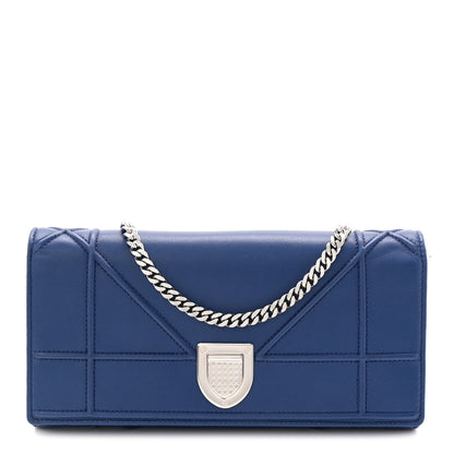 Christian Dior Lambskin Diorama Croisiere Chain Wallet Blue 1 of 9