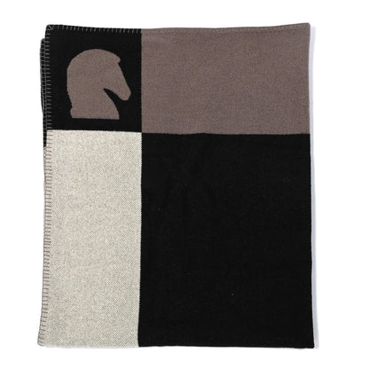 Hermes Wool Cashmere Samarcande Blanket Black Ecru 1 of 5
