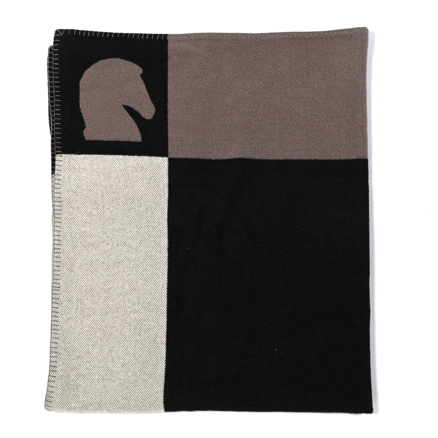 Wool Cashmere Samarcande Blanket Black Ecru