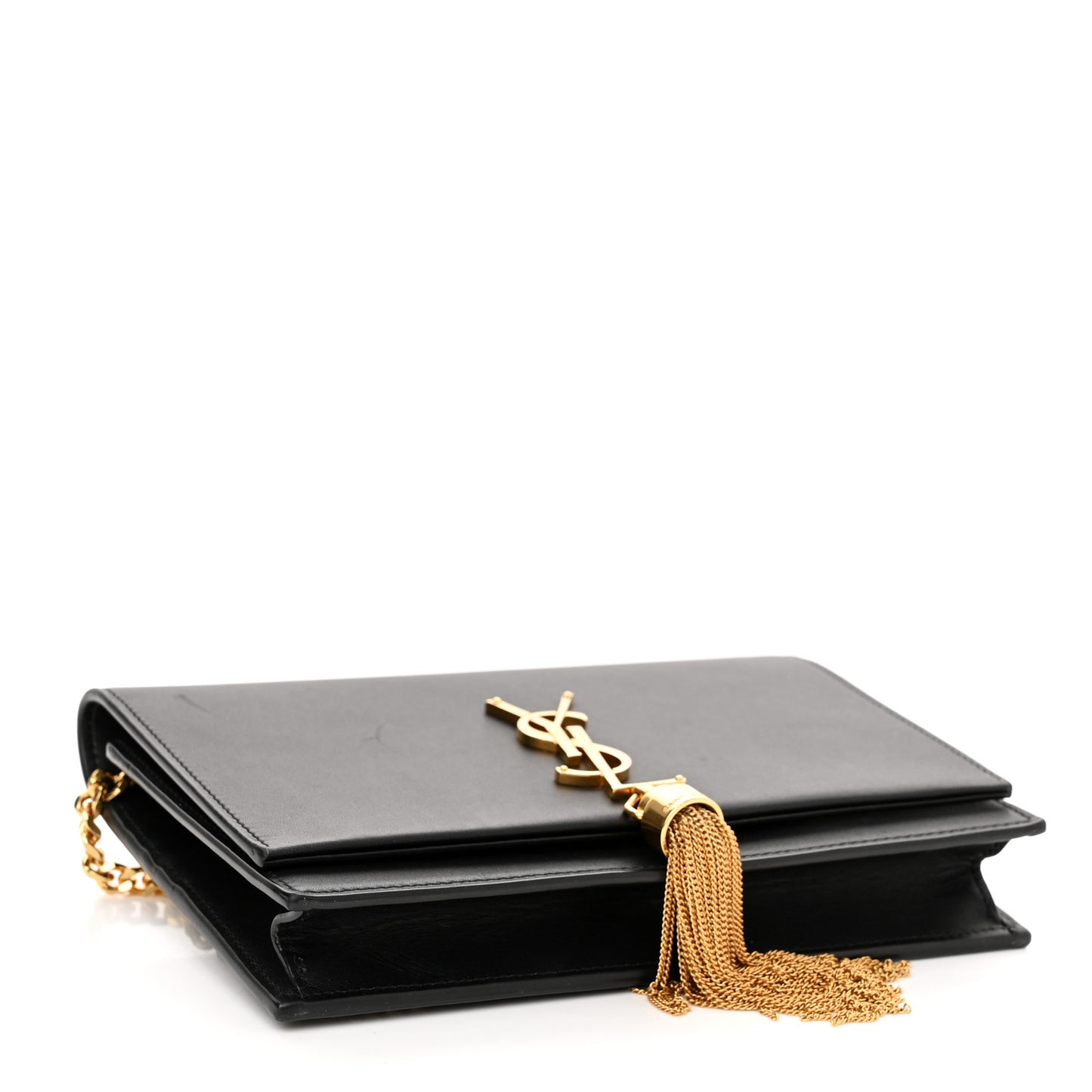 Smooth Calfskin Classic Monogram Kate Tassel Chain Wallet Black
