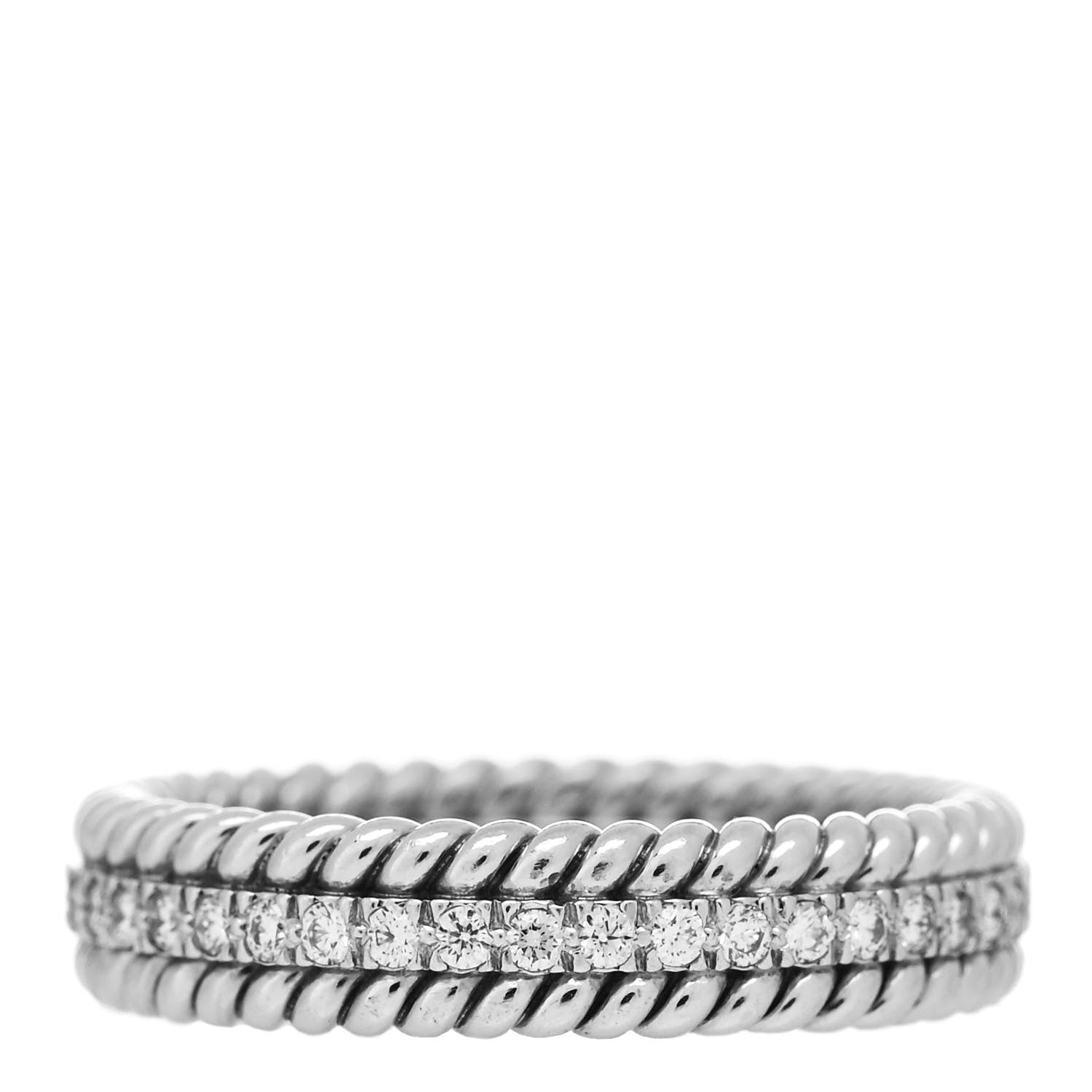 Tiffany Platinum Diamond Schlumberger Rope Two-Row Ring 50 5.5 1 of 6