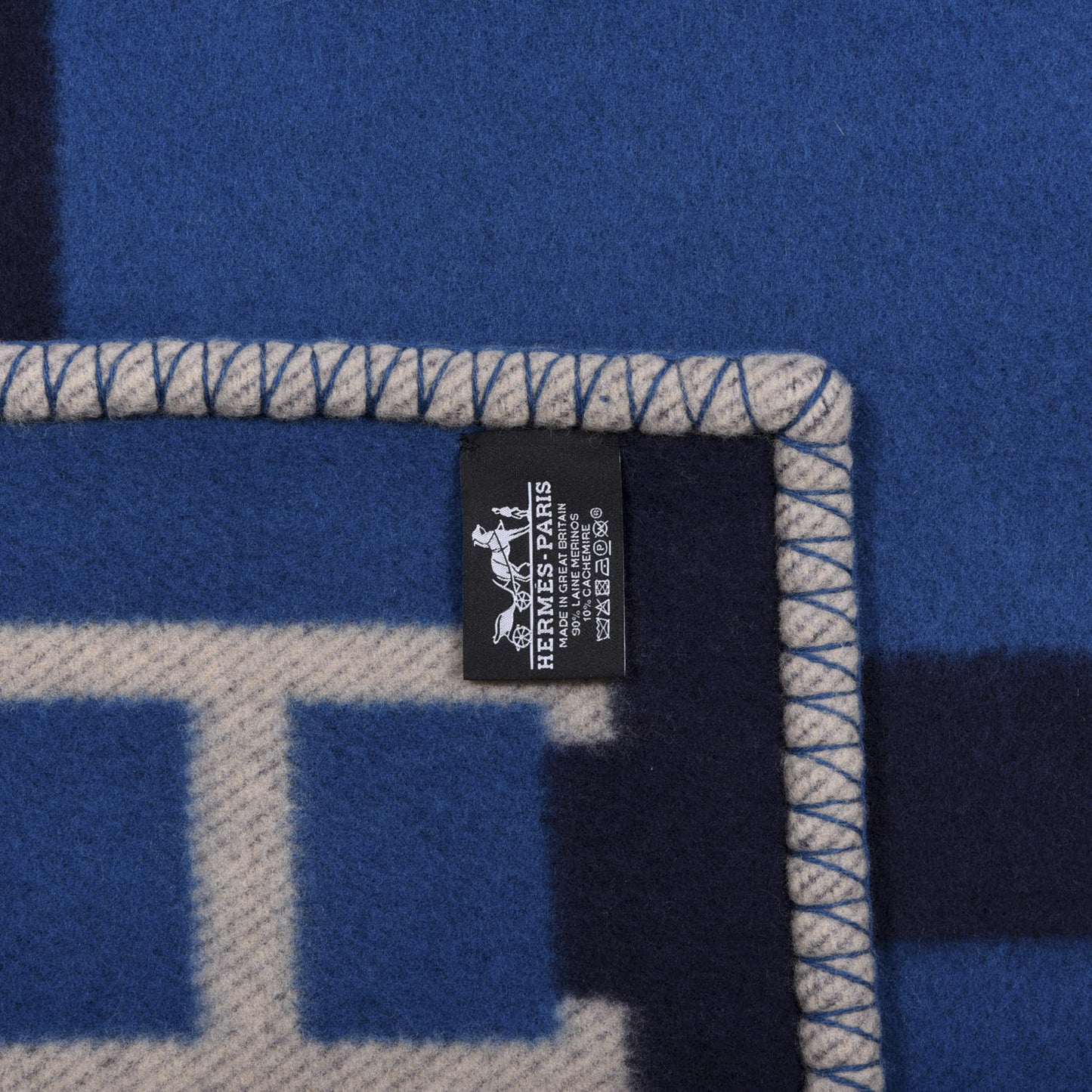 Wool Cashmere Avalon Bayadere Throw Blanket Marine