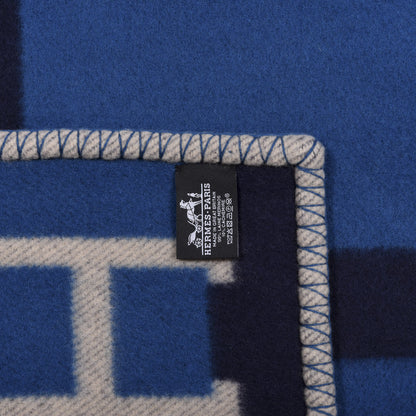 Hermes Wool Cashmere Avalon Bayadere Throw Blanket Marine 3 of 3