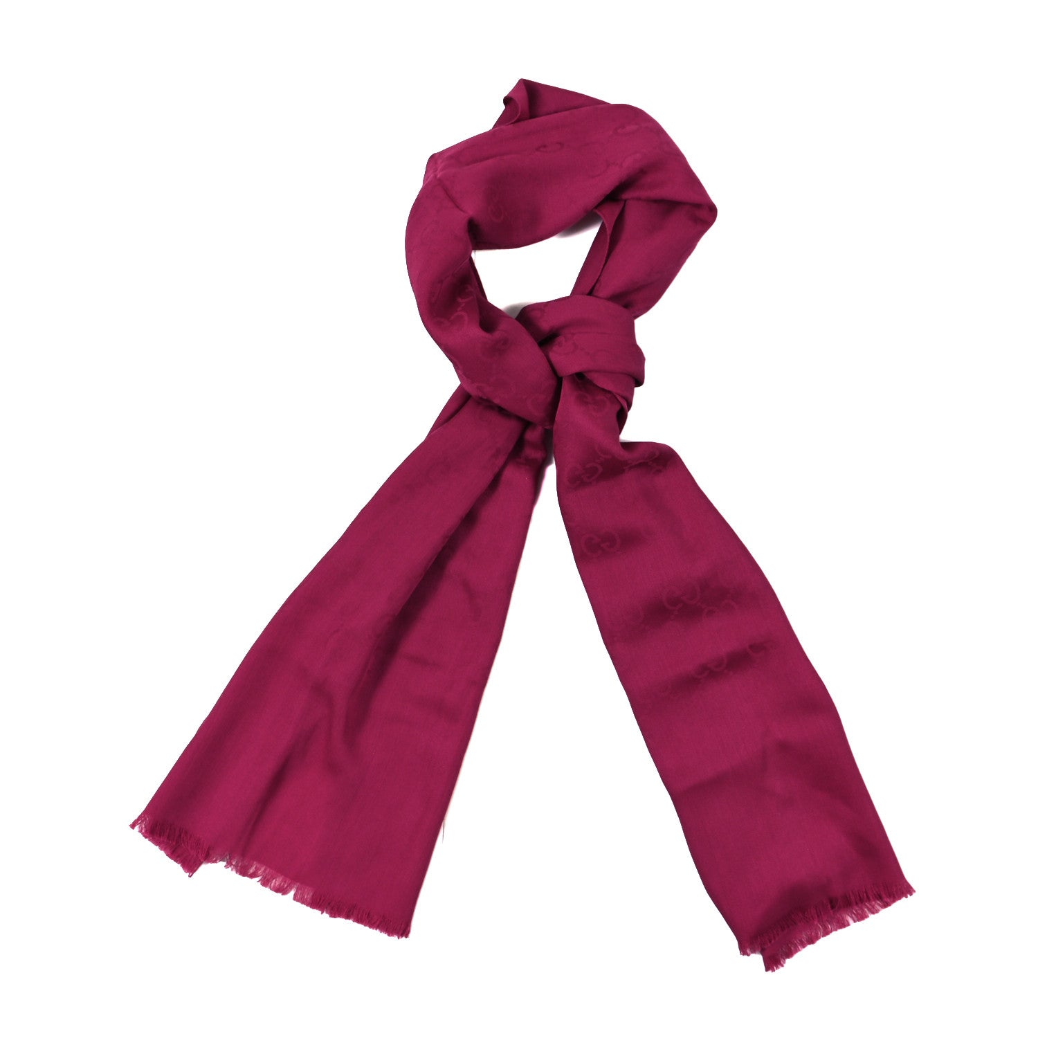 Gucci Wool Silk GG Monogram GGNat Scarf Fuchsia 1 of 3