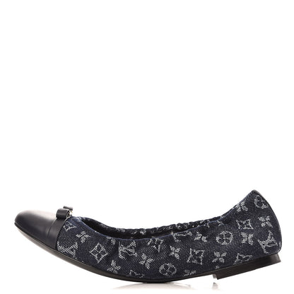Louis Vuitton Monogram Denim Elba Ballerina Flats 37 Marine 1 of 8