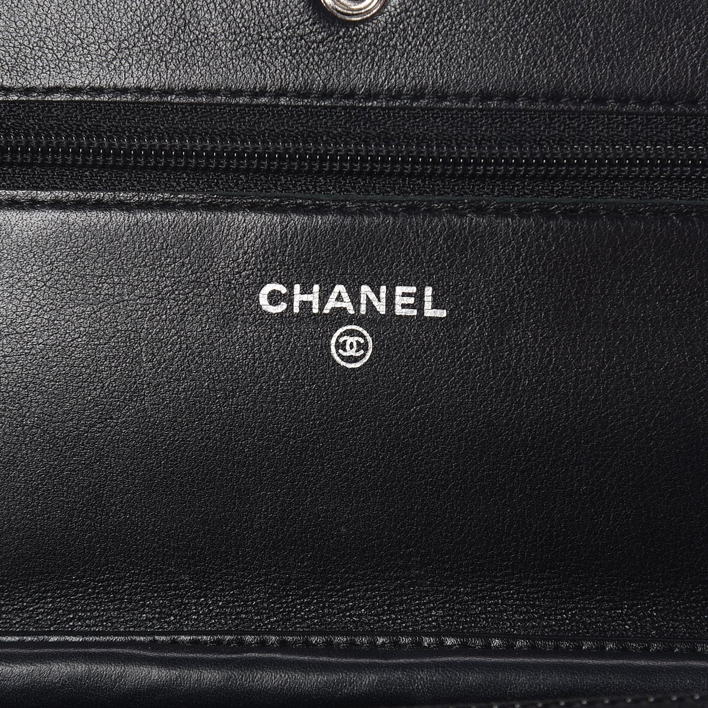 Striated Patent Quilted Wallet on Chain WOC Black