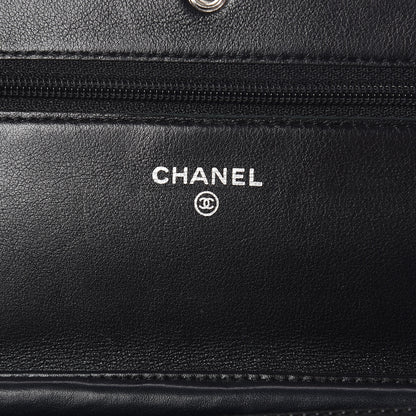 Chanel Striated Patent Quilted Wallet on Chain WOC Black 7 of 16