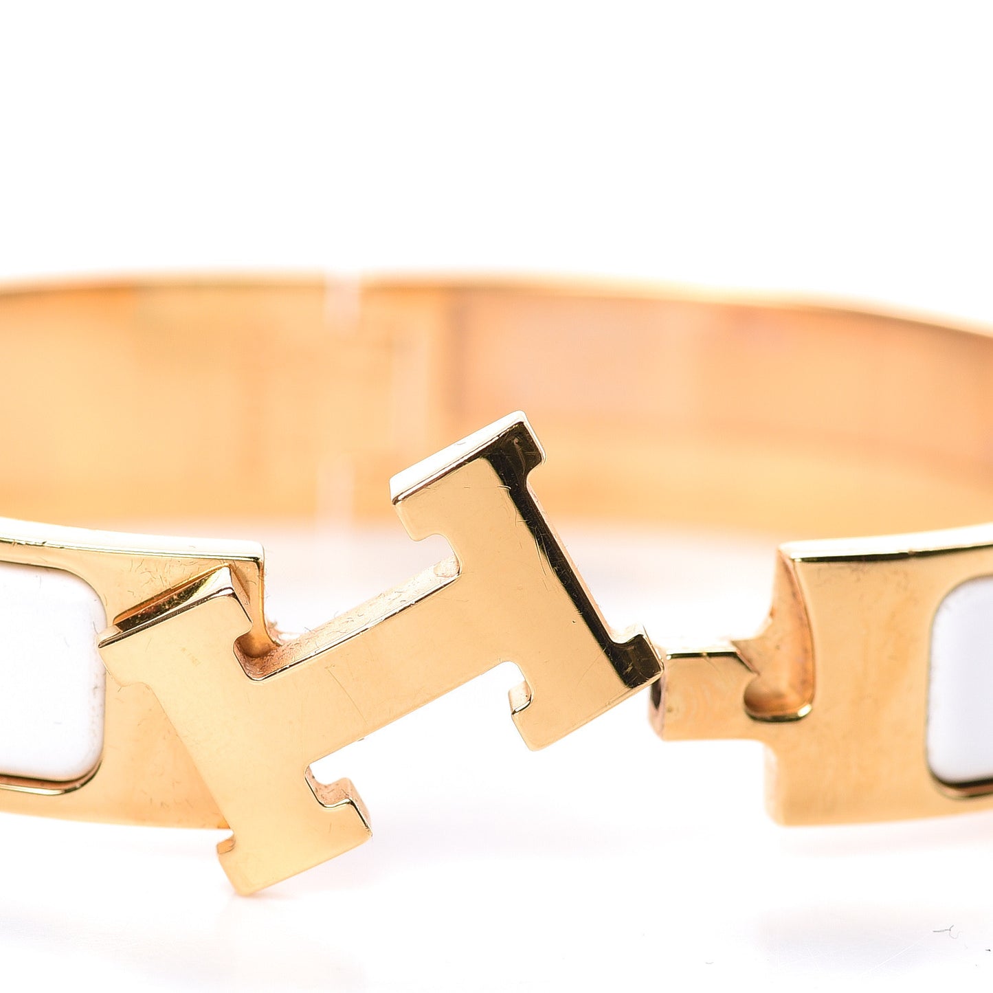Enamel Narrow Clic Clac H Bracelet PM White