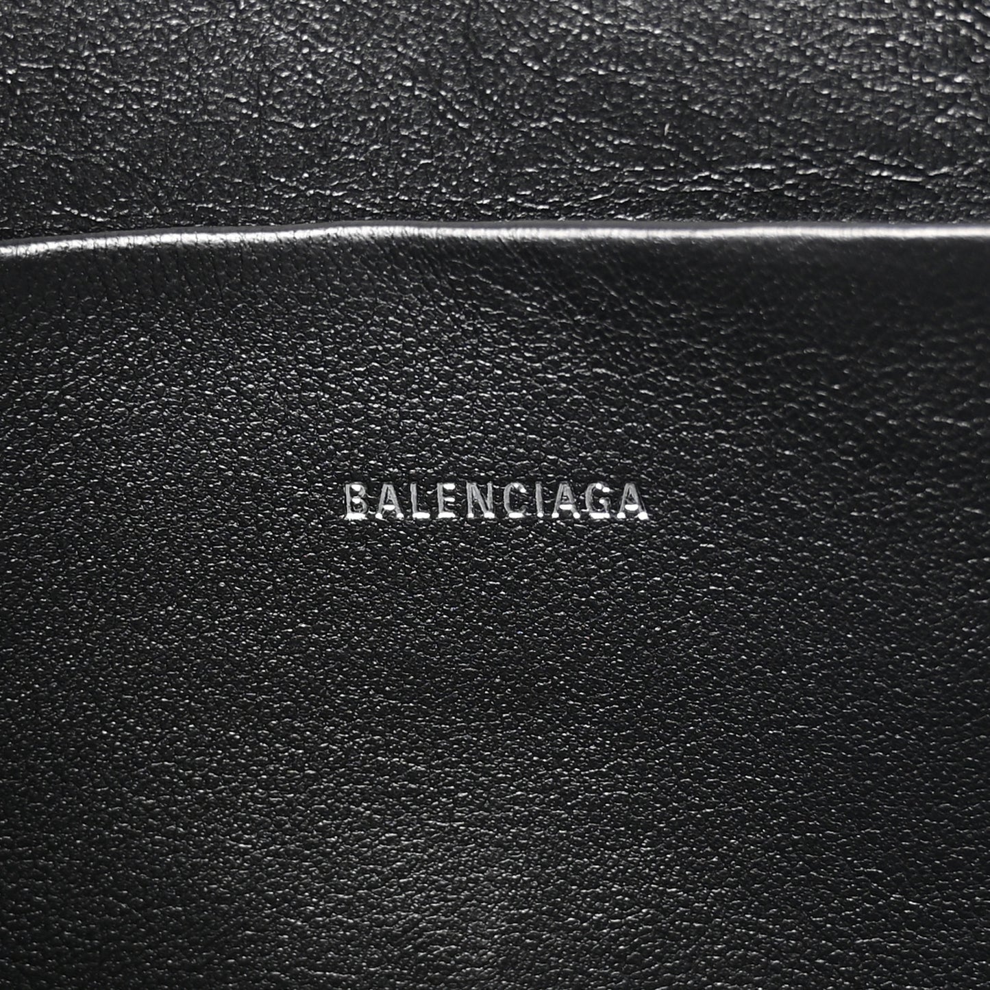 Calfskin Logo Large Cash Pouch With Handle Black White
