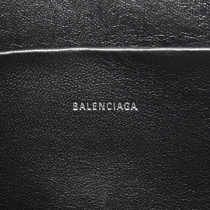 Balenciaga Calfskin Logo Large Cash Pouch With Handle Black White 6 of 7