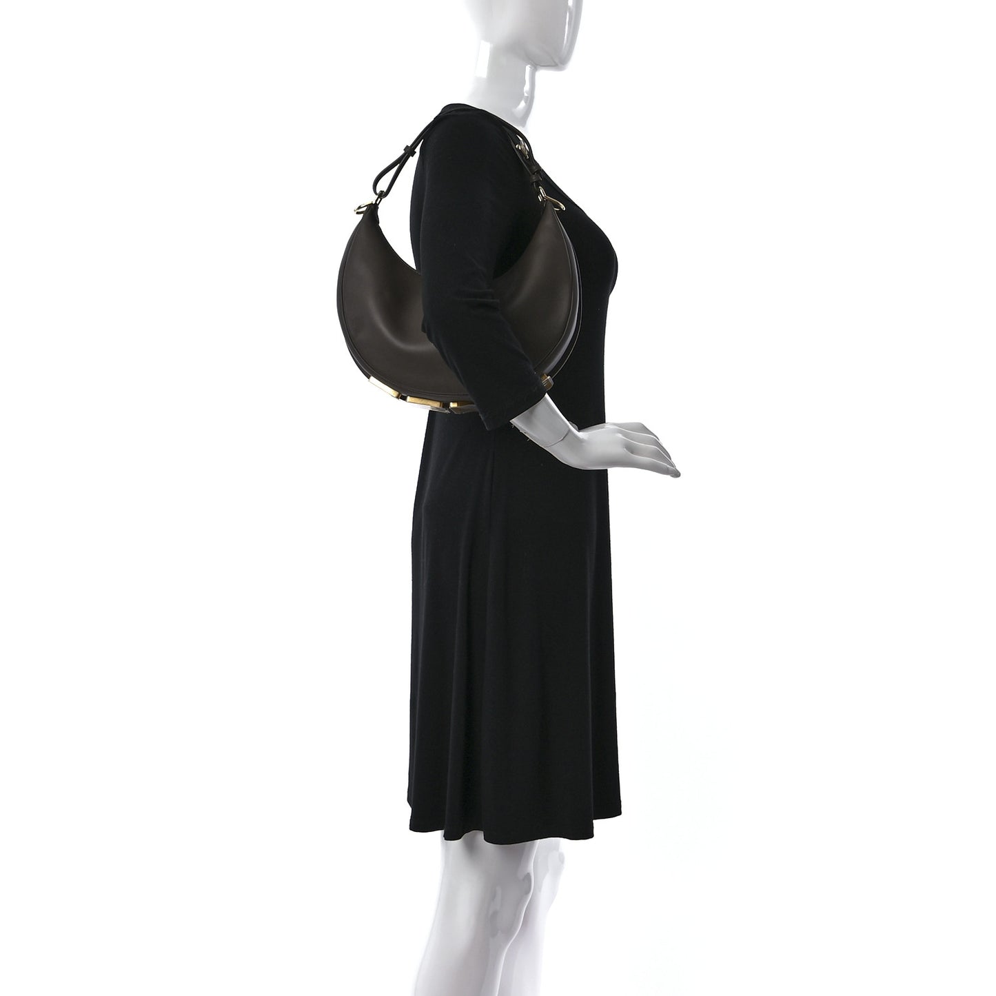 Vitello Grace Matte Small Fendigraphy Hobo Bag Dark Coffee