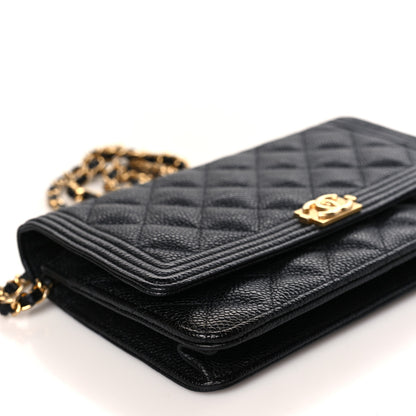 Chanel Caviar Quilted Boy Wallet On Chain WOC Black 9 of 11