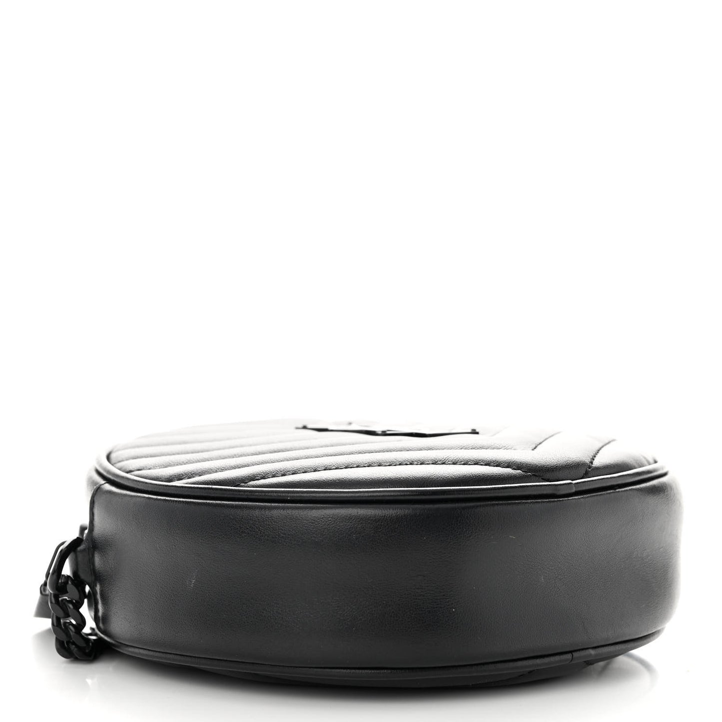 Calfskin Matelasse Chevron Round Vinyle Camera Bag Black