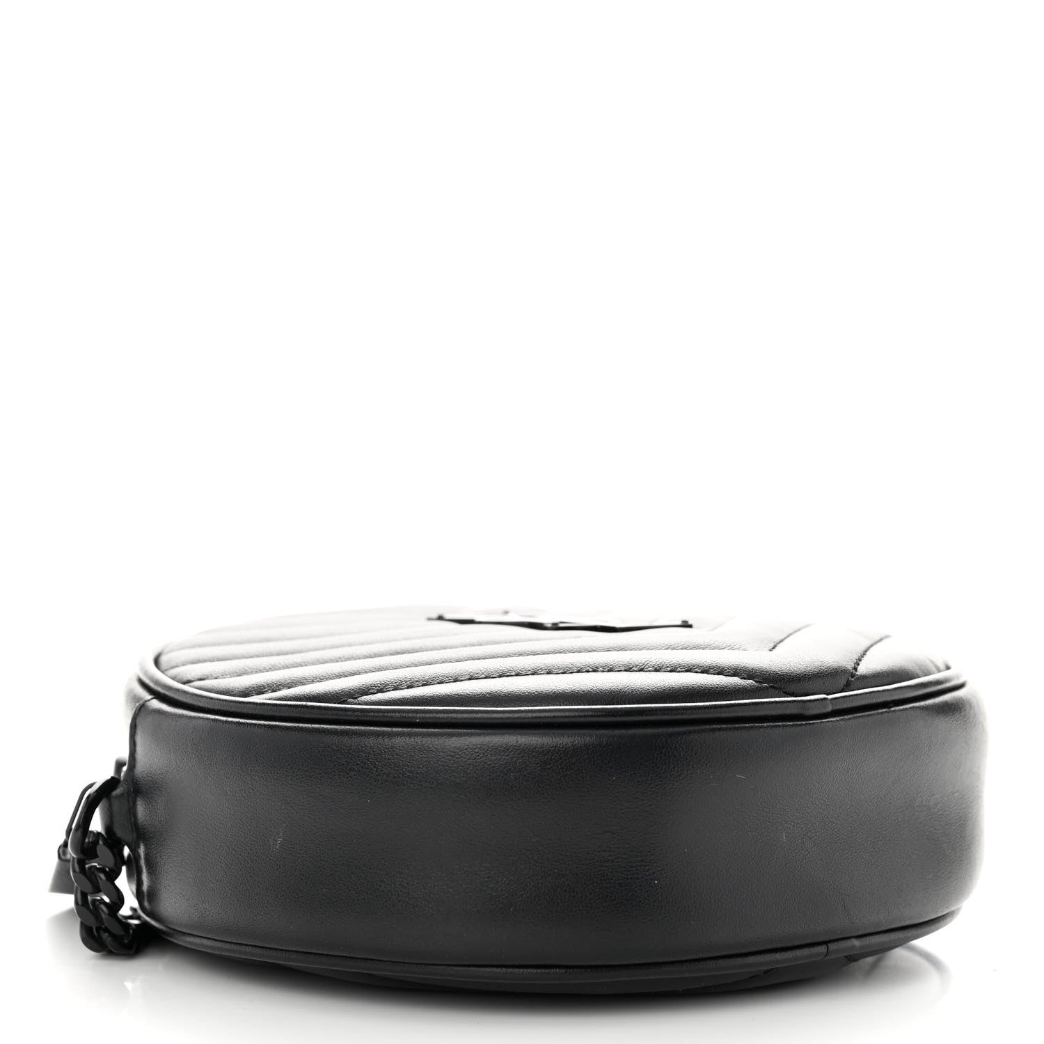 Saint Laurent Calfskin Matelasse Chevron Round Vinyle Camera Bag Black 4 of 9