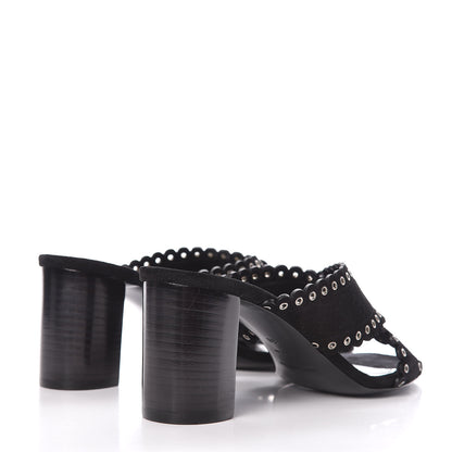 Saint Laurent Suede Eyelet LouLou 70 Mules 38 Black 4 of 9