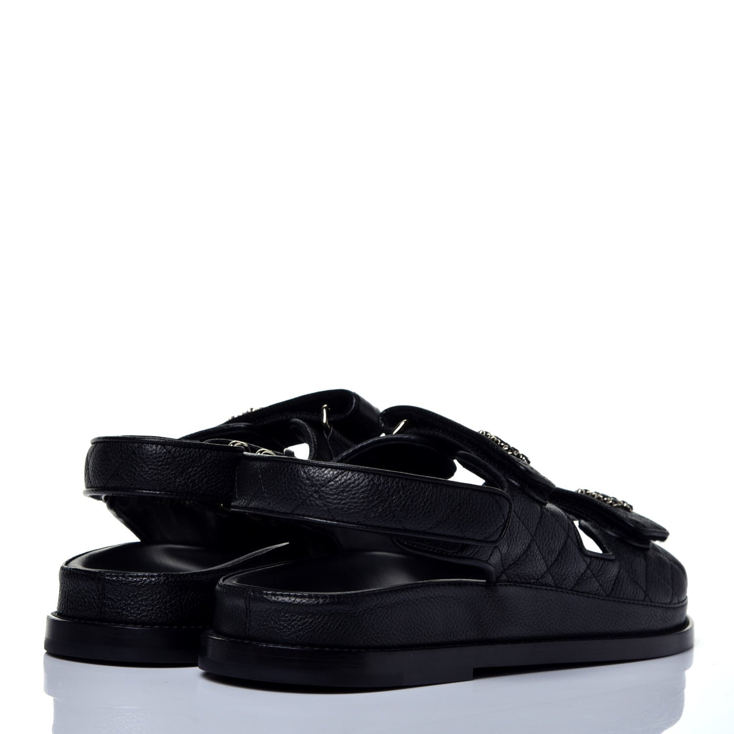 Chanel Grained Calfskin Velcro Dad Sandals 39 Black 4 of 8