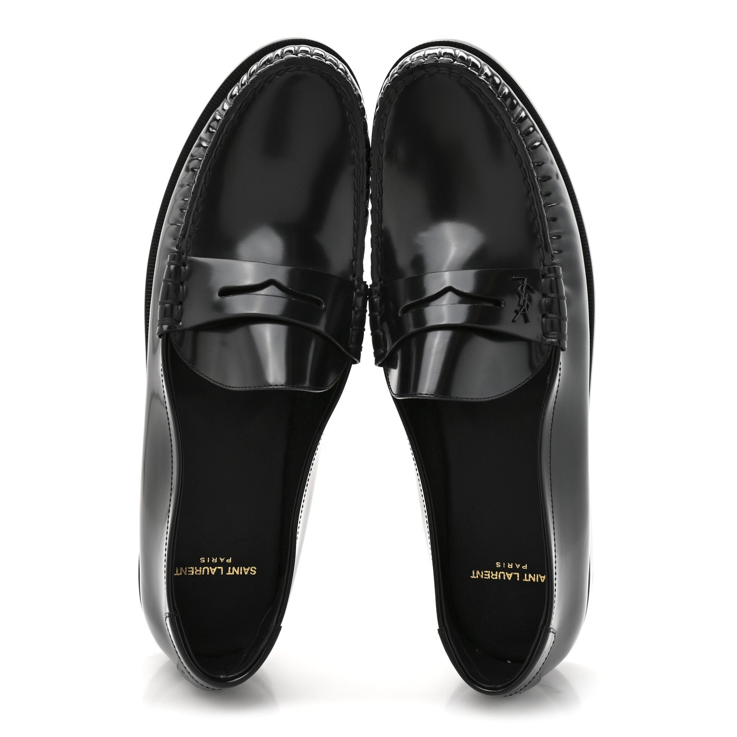 Calfskin Mens Penny Loafers 44.5 Black