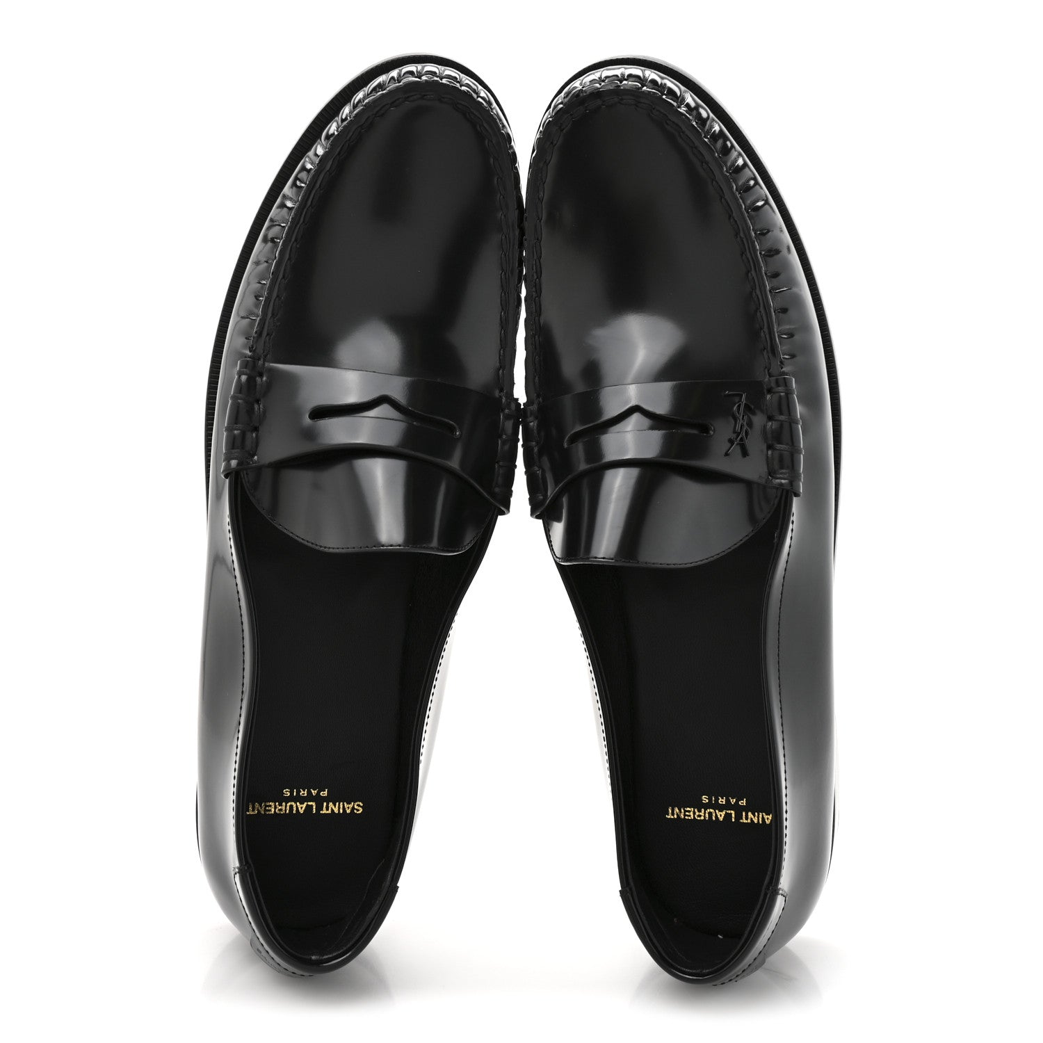 Saint Laurent Calfskin Mens Penny Loafers 44.5 Black 2 of 10