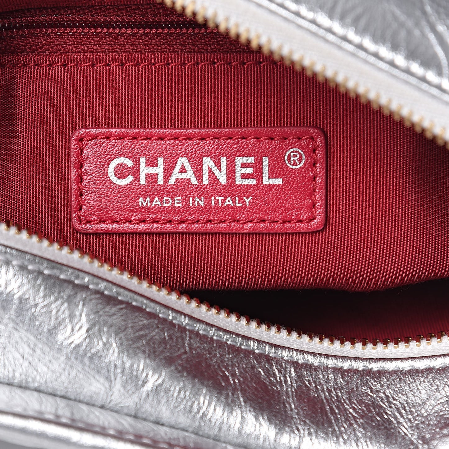 Metallic Aged Calfskin Quilted Small Gabrielle Hobo Silver