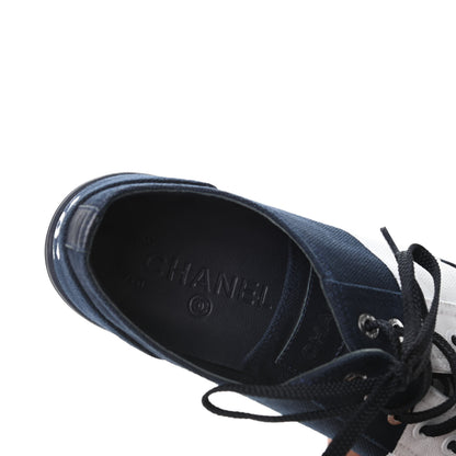 Chanel Canvas Womens Sneakers 38 Navy White 8 of 9