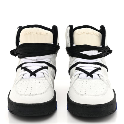 Saint Laurent Calfskin Smith High Top Sneakers 9 White Black 2 of 10