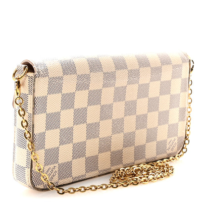 Louis Vuitton Damier Azur Pochette Felicie Chain Wallet Rose Ballerine 4 of 11