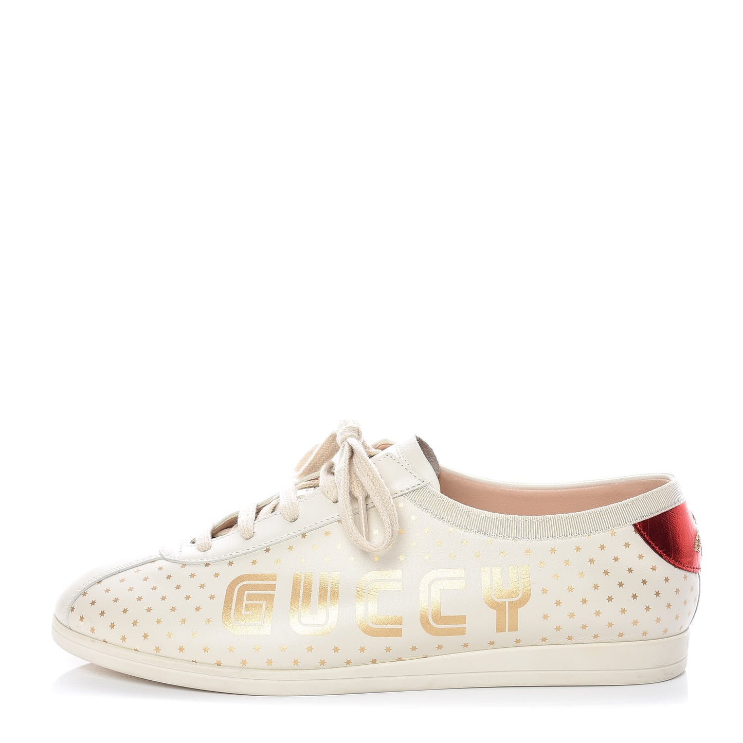 X SEGA Calfskin GUCCY Stars Womens Falacer Sneakers 38.5 White
