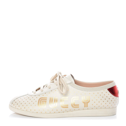 Gucci X SEGA Calfskin GUCCY Stars Womens Falacer Sneakers 38.5 White 1 of 13
