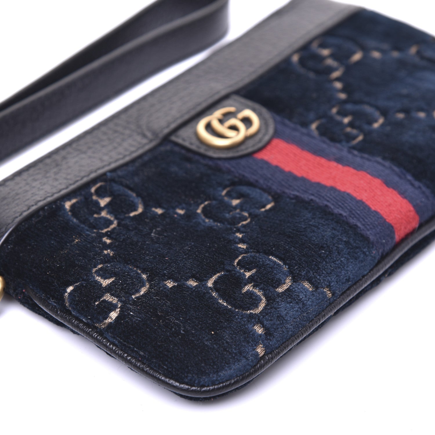 Gucci Velvet GG Monogram Textured Calfskin Web Smartphone Case Blue Beige Black 6 of 12