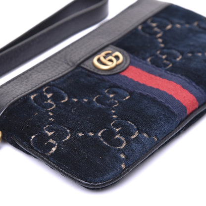 Gucci Velvet GG Monogram Textured Calfskin Web Smartphone Case Blue Beige Black 6 of 12