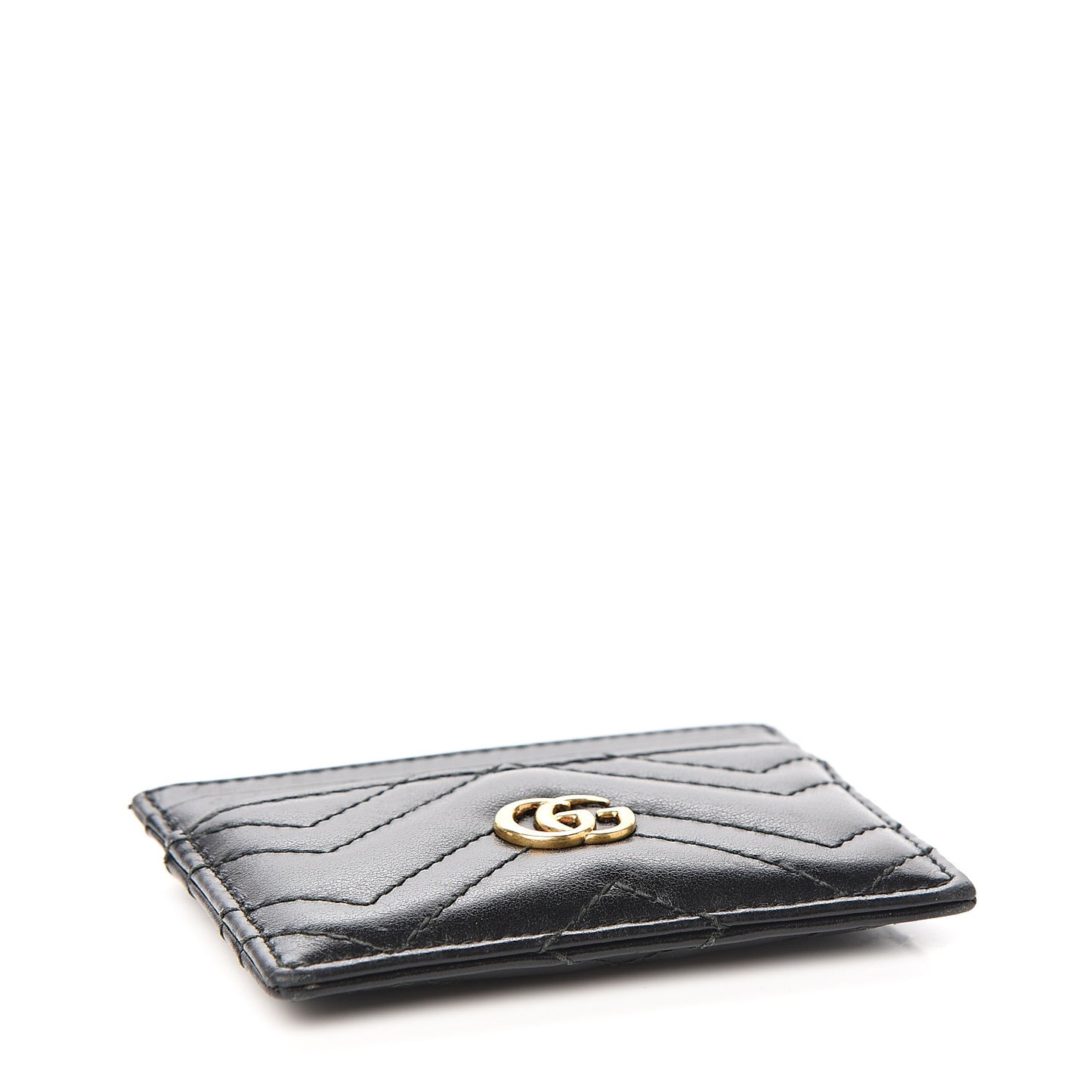 Calfskin Matelasse GG Marmont Card Holder Black