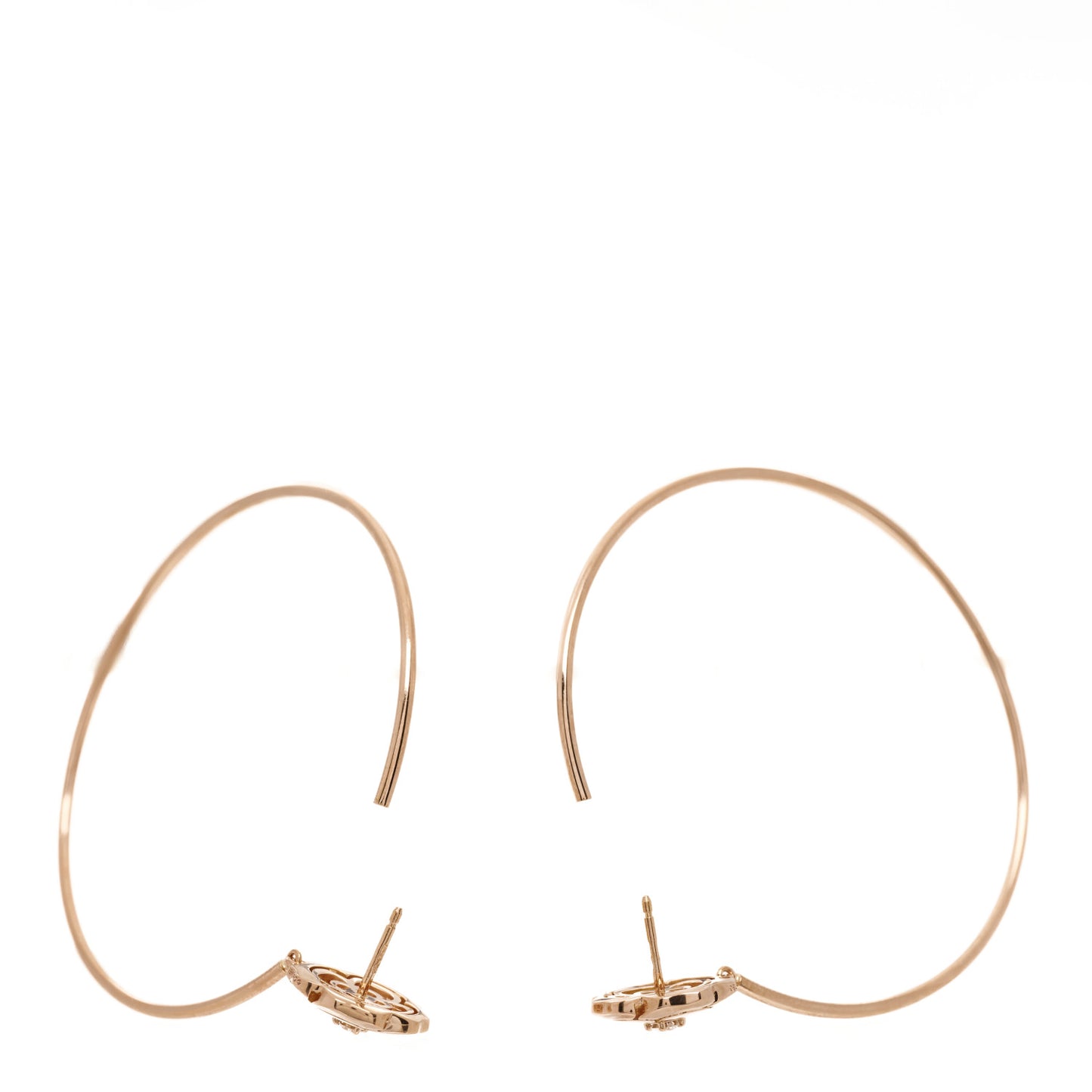 18K Rose Gold Diamond Extrait de Camelia Hoop Earrings