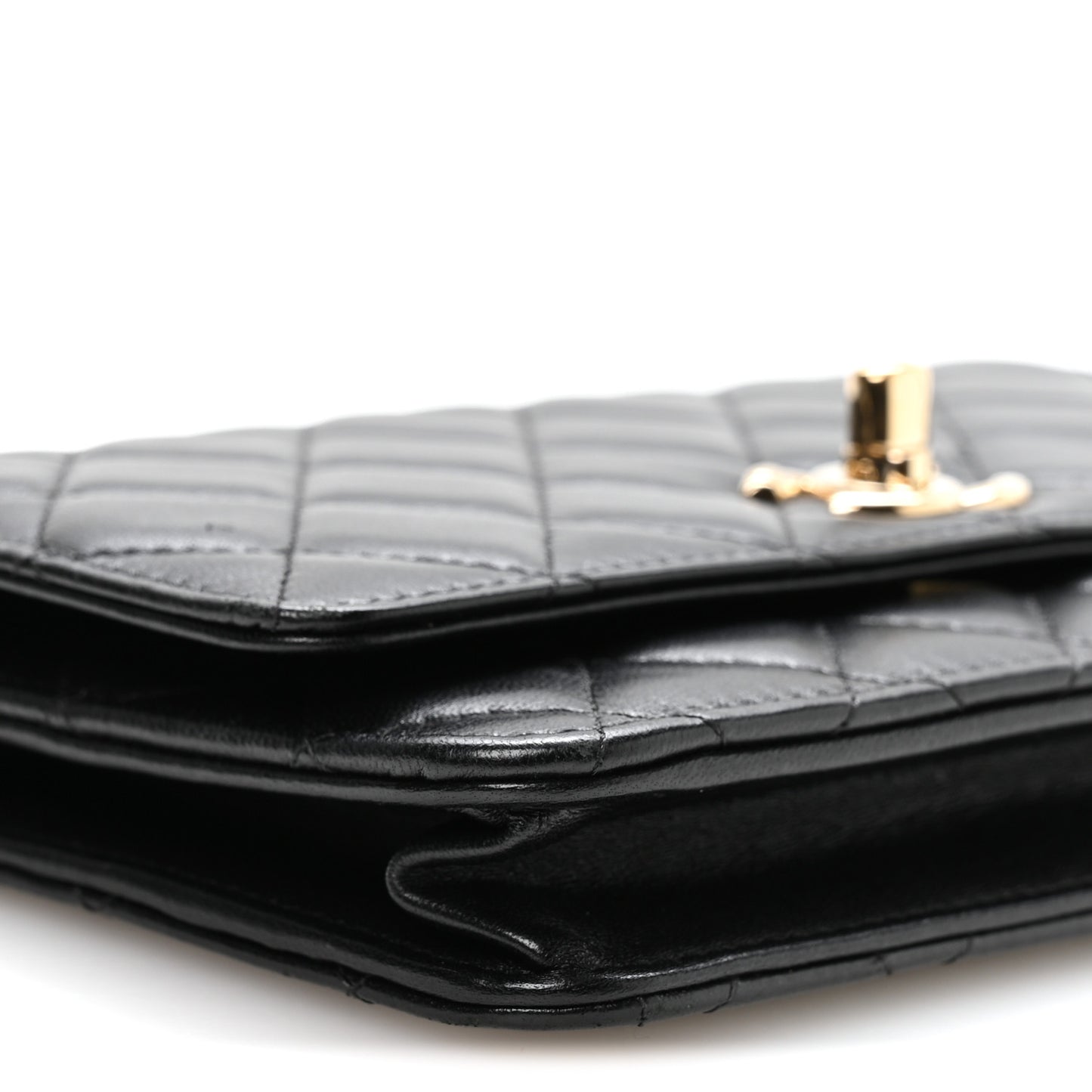 Lambskin Quilted Trendy CC Wallet On Chain WOC Black