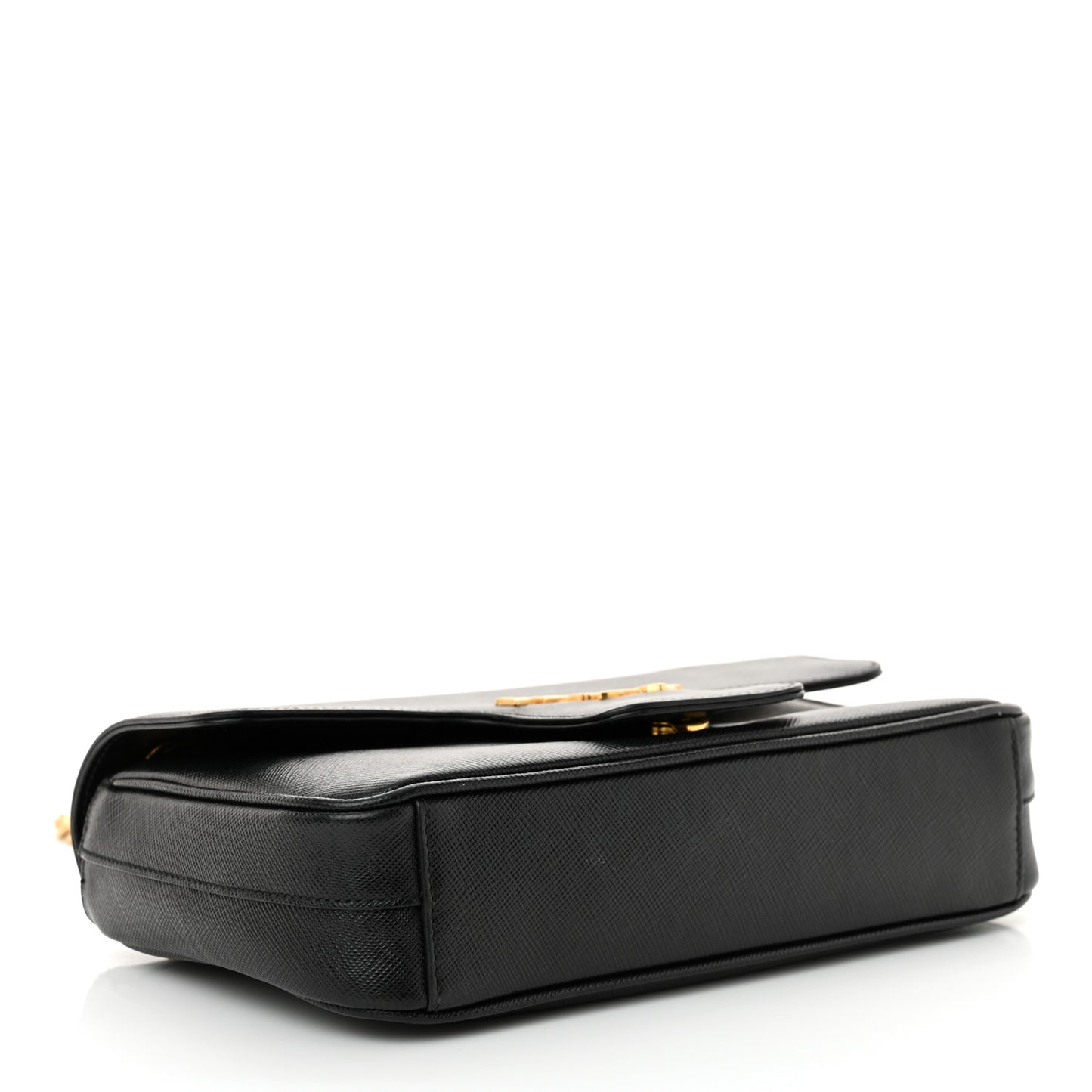 Saffiano Flap Shoulder Bag Black