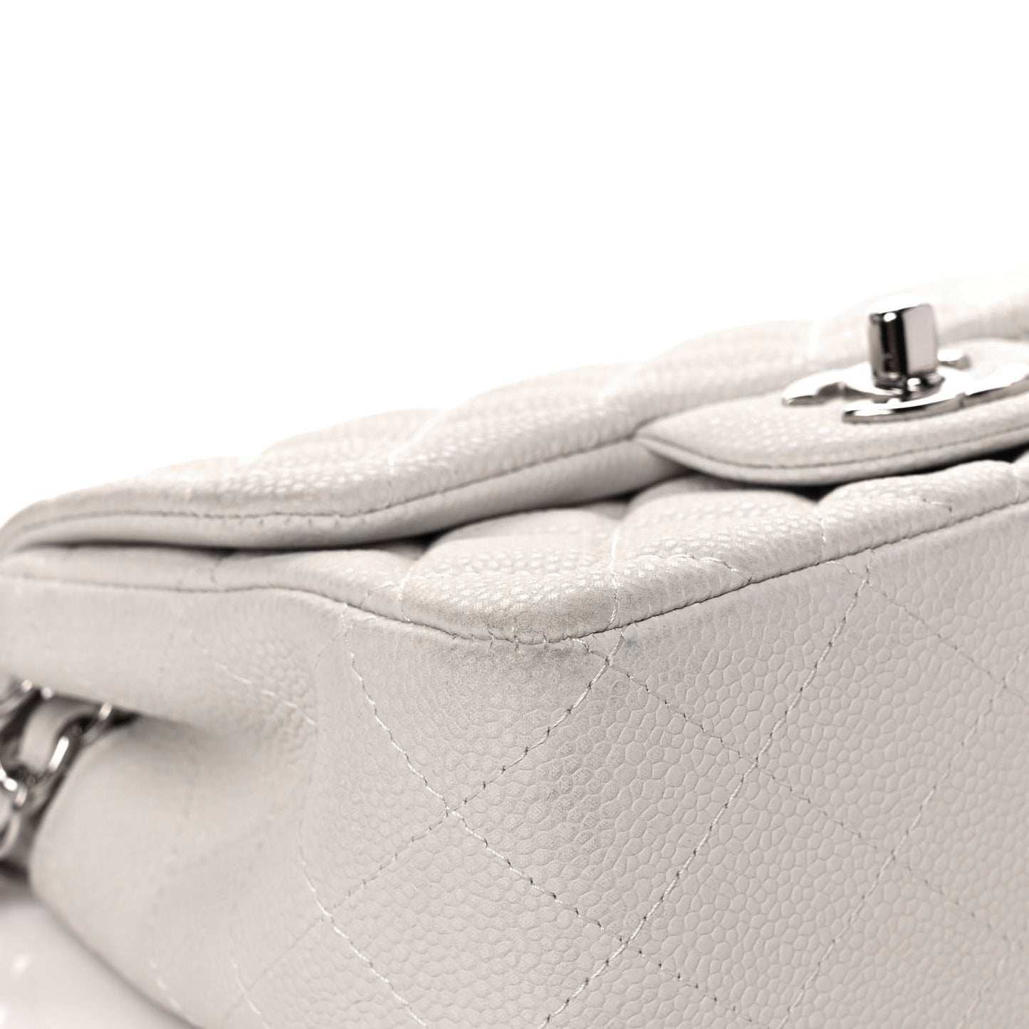Caviar Quilted Mini Square Flap White