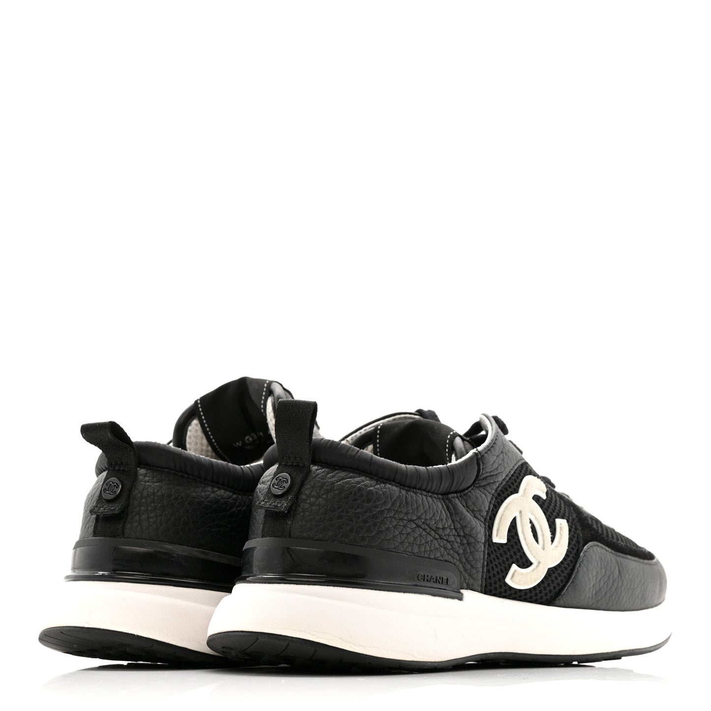 Calfskin Mesh Lycra Suede Womens Logo Sneakers 41 Black