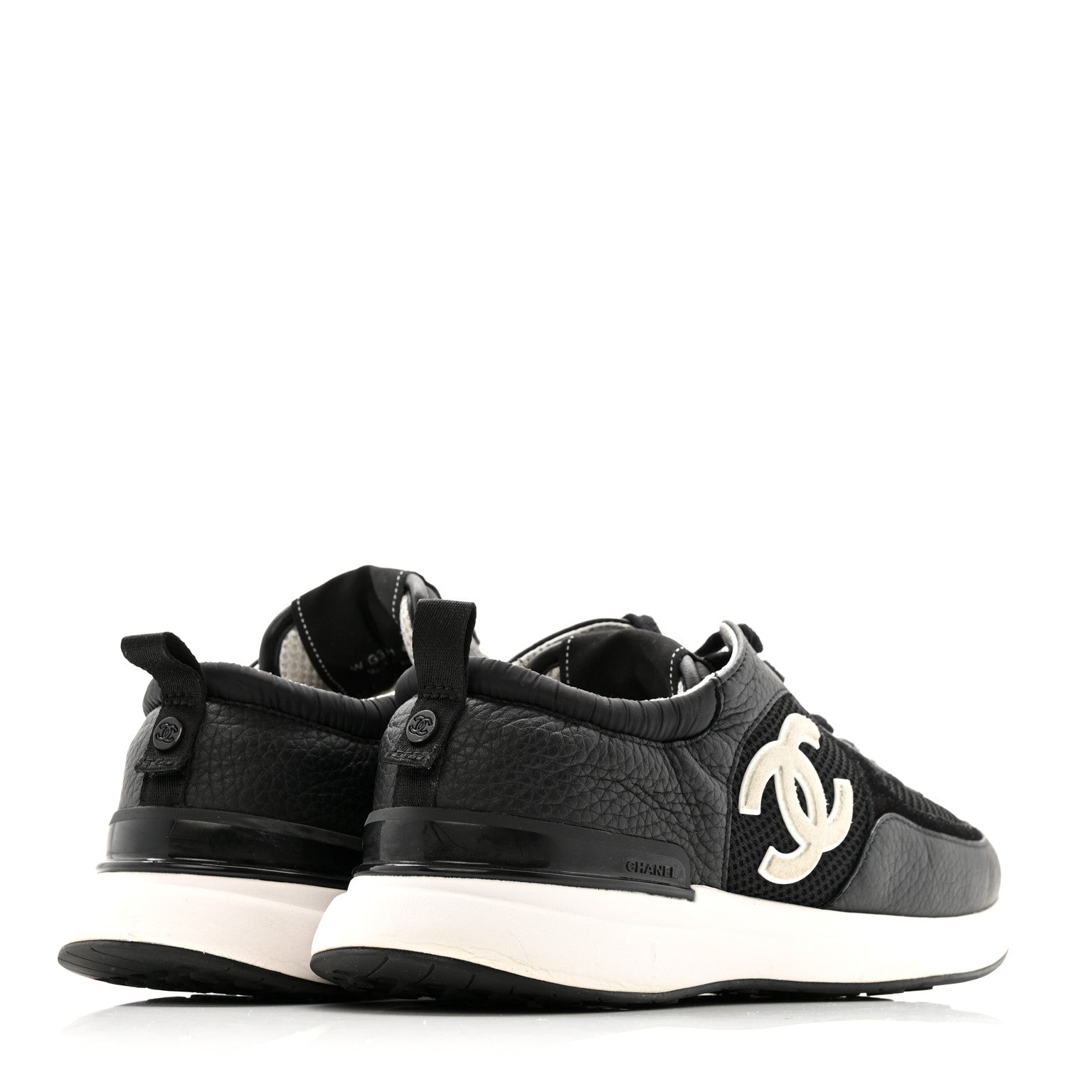Chanel Calfskin Mesh Lycra Suede Womens Logo Sneakers 41 Black 5 of 11