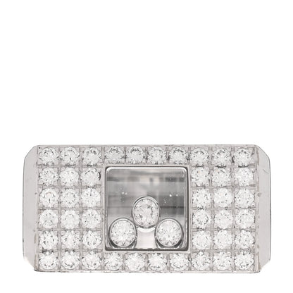 Chopard 18K White Gold Diamond Happy Diamond Signet Pave Ring 54 7 1 of 4