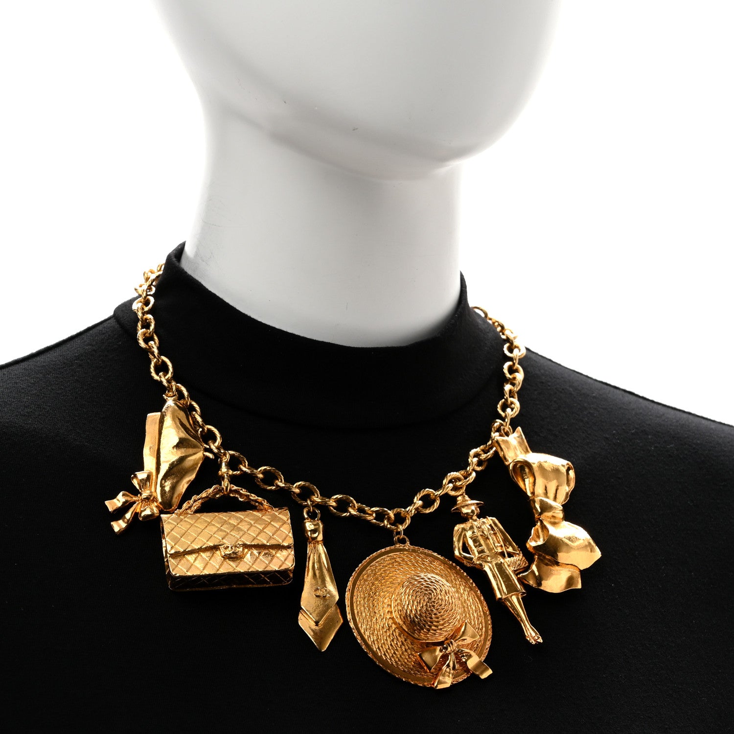 Chanel Metal CC Charm Short Necklace Gold 2 of 6