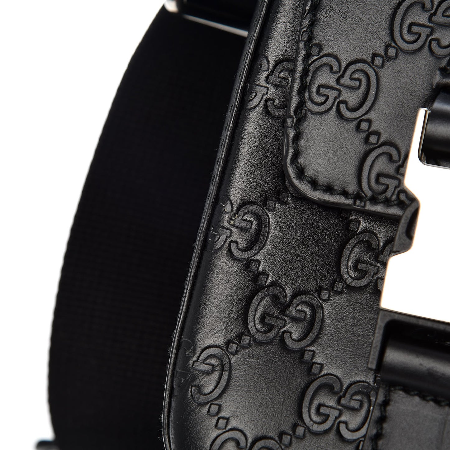 Guccissima Signature Medium Double Buckle Flap Messenger Bag Black