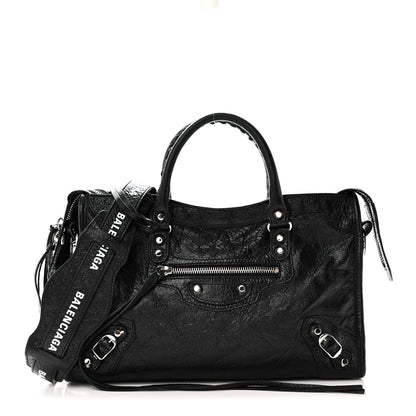 Balenciaga Agneau Classic Hardware S City Logo Strap Black White 1 of 11