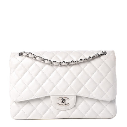 Chanel Caviar Quilted Jumbo Double Flap White 1 of 14