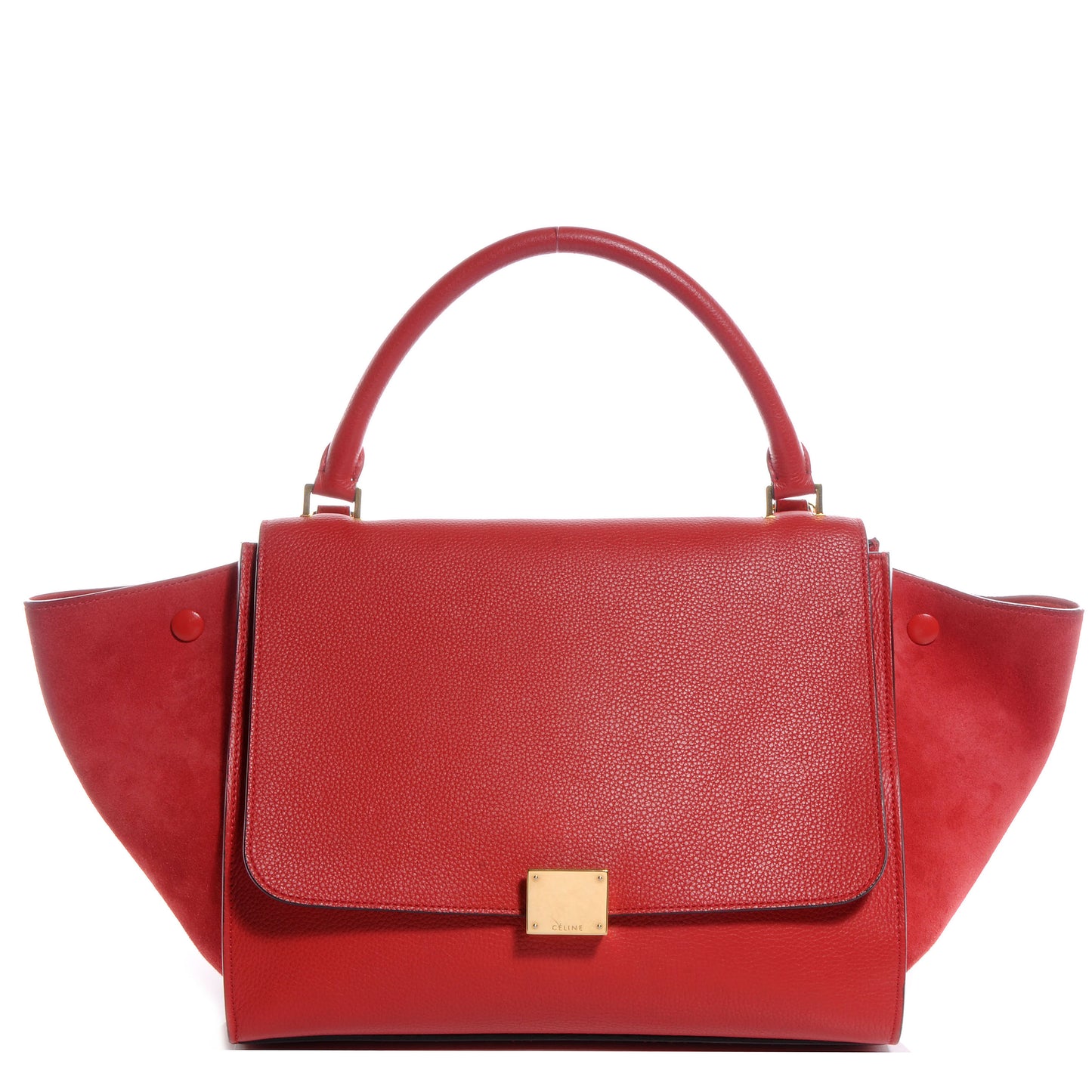 Drummed Leather Suede Small Trapeze Coquelicot