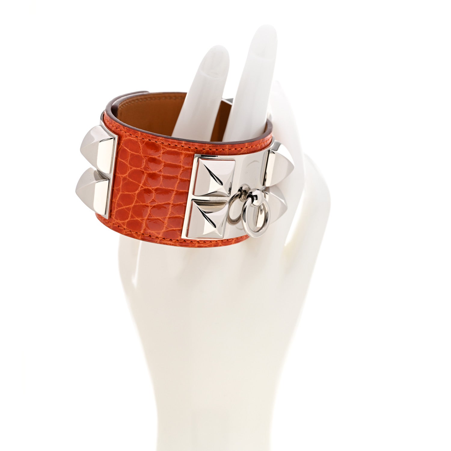 Hermes Shiny Alligator Collier De Chien CDC Bracelet S Mississippi Orange 2 of 6