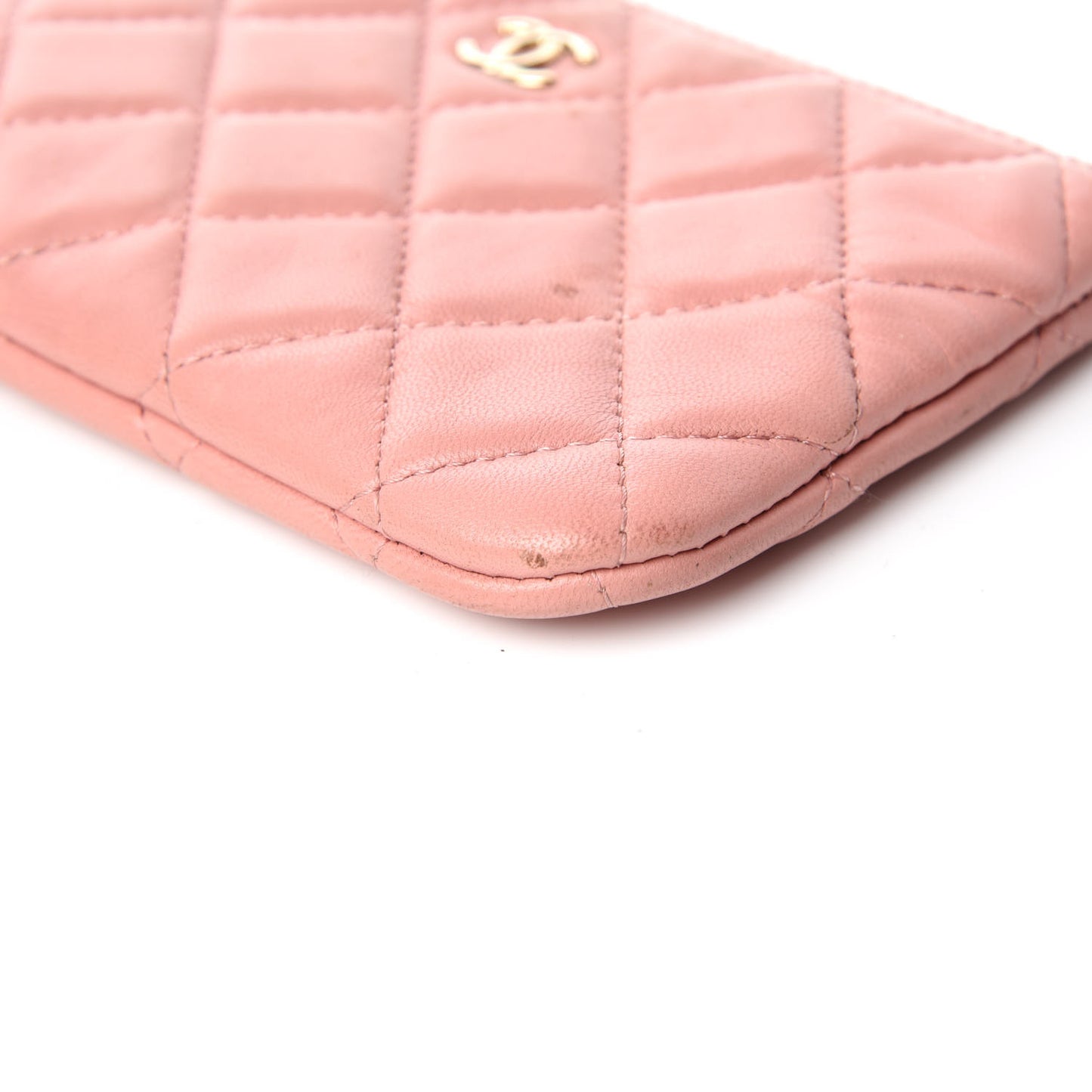 Lambskin Quilted Small Cosmetic Case Pink