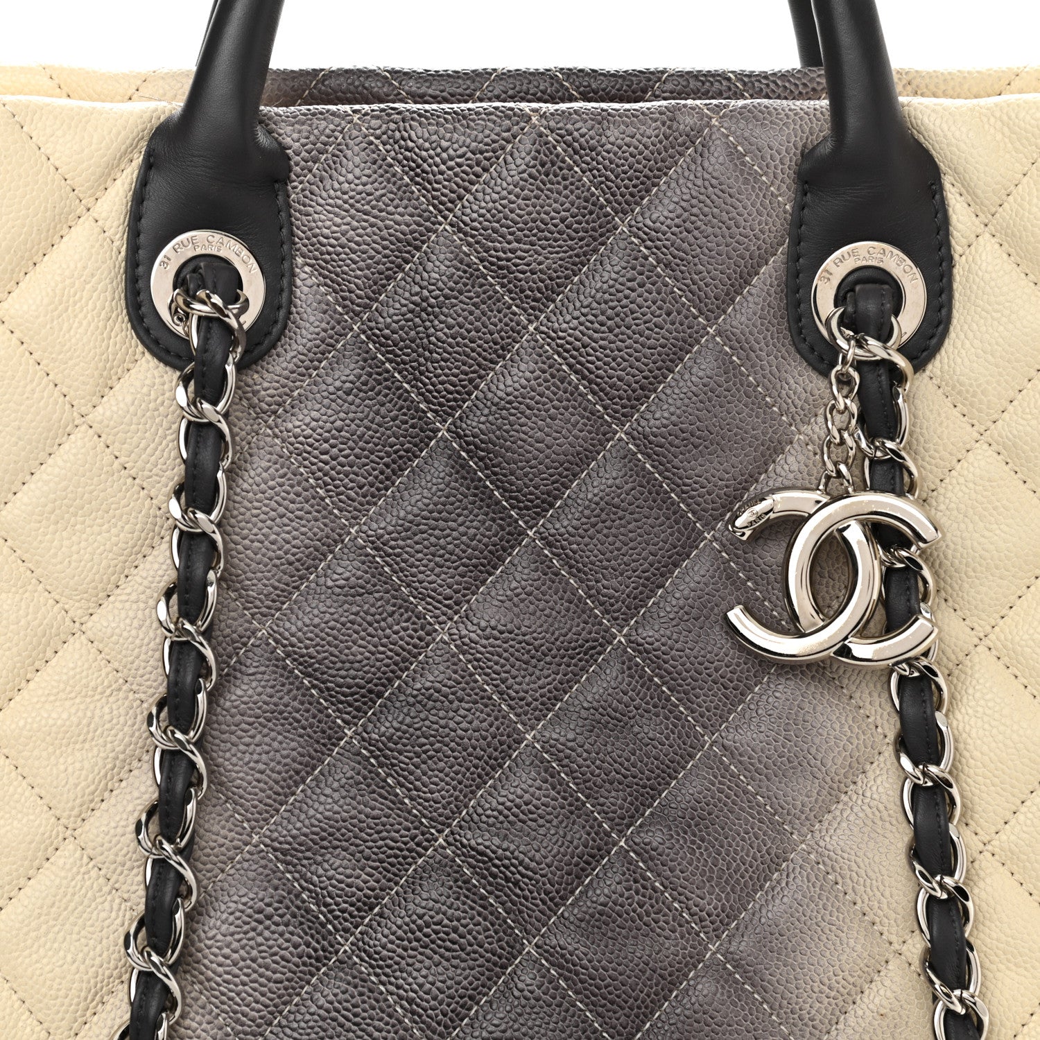 Chanel Caviar Ombre Large Shopping Tote White 8 of 12